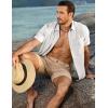 imageJMIERR Mens Casual Stylish Short Sleeve ButtonUp Striped Dress Shirts Cotton Beach ShirtZ White