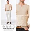 imageJMIERR Mens Knit Henley Shirts Casual Short Sleeve Button TShirt Cable Knitted Polo Shirts Golf ShirtApricot