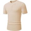 imageJMIERR Mens Knit Henley Shirts Casual Short Sleeve Button TShirt Cable Knitted Polo Shirts Golf ShirtApricot