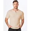 imageJMIERR Mens Knit Henley Shirts Casual Short Sleeve Button TShirt Cable Knitted Polo Shirts Golf ShirtApricot