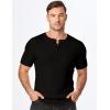 imageJMIERR Mens Knit Henley Shirts Casual Short Sleeve Button TShirt Cable Knitted Polo Shirts Golf ShirtBlack