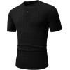 imageJMIERR Mens Knit Henley Shirts Casual Short Sleeve Button TShirt Cable Knitted Polo Shirts Golf ShirtBlack