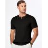 imageJMIERR Mens Knit Henley Shirts Casual Short Sleeve Button TShirt Cable Knitted Polo Shirts Golf ShirtBlack