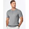 imageJMIERR Mens Knit Henley Shirts Casual Short Sleeve Button TShirt Cable Knitted Polo Shirts Golf ShirtGrey