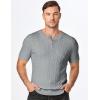 imageJMIERR Mens Knit Henley Shirts Casual Short Sleeve Button TShirt Cable Knitted Polo Shirts Golf ShirtGrey