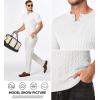 imageJMIERR Mens Knit Henley Shirts Casual Short Sleeve Button TShirt Cable Knitted Polo Shirts Golf ShirtWhite