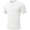 imageJMIERR Mens Knit Henley Shirts Casual Short Sleeve Button TShirt Cable Knitted Polo Shirts Golf ShirtWhite