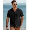 imageJMIERR Mens Linen Shirts Casual Short Sleeve Button Down Shirts Wrinkle Free Vacation Beach Summer TopsBlack