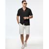 imageJMIERR Mens Linen Shirts Casual Short Sleeve Button Down Shirts Wrinkle Free Vacation Beach Summer TopsBlack