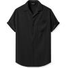 imageJMIERR Mens Linen Shirts Casual Short Sleeve Button Down Shirts Wrinkle Free Vacation Beach Summer TopsBlack