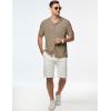 imageJMIERR Mens Linen Shirts Casual Short Sleeve Button Down Shirts Wrinkle Free Vacation Beach Summer TopsBrown