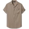 imageJMIERR Mens Linen Shirts Casual Short Sleeve Button Down Shirts Wrinkle Free Vacation Beach Summer TopsBrown