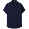 imageJMIERR Mens Linen Shirts Casual Short Sleeve Button Down Shirts Wrinkle Free Vacation Beach Summer TopsDark Blue