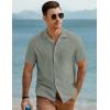 imageJMIERR Mens Linen Shirts Casual Short Sleeve Button Down Shirts Wrinkle Free Vacation Beach Summer TopsGrey