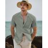 imageJMIERR Mens Linen Shirts Casual Short Sleeve Button Down Shirts Wrinkle Free Vacation Beach Summer TopsGrey