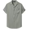 imageJMIERR Mens Linen Shirts Casual Short Sleeve Button Down Shirts Wrinkle Free Vacation Beach Summer TopsGrey