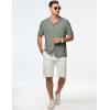 imageJMIERR Mens Linen Shirts Casual Short Sleeve Button Down Shirts Wrinkle Free Vacation Beach Summer TopsGrey