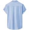 imageJMIERR Mens Linen Shirts Casual Short Sleeve Button Down Shirts Wrinkle Free Vacation Beach Summer TopsLight Blue