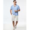 imageJMIERR Mens Linen Shirts Casual Short Sleeve Button Down Shirts Wrinkle Free Vacation Beach Summer TopsLight Blue