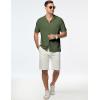 imageJMIERR Mens Linen Shirts Casual Short Sleeve Button Down Shirts Wrinkle Free Vacation Beach Summer TopsLight Green