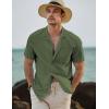 imageJMIERR Mens Linen Shirts Casual Short Sleeve Button Down Shirts Wrinkle Free Vacation Beach Summer TopsLight Green