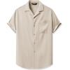 imageJMIERR Mens Linen Shirts Casual Short Sleeve Button Down Shirts Wrinkle Free Vacation Beach Summer TopsLight Khaki