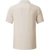 imageJMIERR Mens Linen Shirts Casual Short Sleeve Button Down Shirts Wrinkle Free Vacation Beach Summer TopsLight Khaki