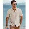 imageJMIERR Mens Linen Shirts Casual Short Sleeve Button Down Shirts Wrinkle Free Vacation Beach Summer TopsLight Khaki