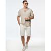 imageJMIERR Mens Linen Shirts Casual Short Sleeve Button Down Shirts Wrinkle Free Vacation Beach Summer TopsLight Khaki