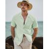 imageJMIERR Mens Linen Shirts Casual Short Sleeve Button Down Shirts Wrinkle Free Vacation Beach Summer TopsMint Green