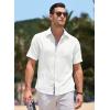 imageJMIERR Mens Linen Shirts Short Sleeve Summer Button Down Casual Beach Hawaiian Shirt with PocketAlabaster White