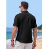 imageJMIERR Mens Linen Shirts Short Sleeve Summer Button Down Casual Beach Hawaiian Shirt with PocketBlack