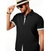imageJMIERR Mens Linen Shirts Short Sleeve Summer Button Down Casual Beach Hawaiian Shirt with PocketBlack