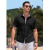 imageJMIERR Mens Linen Shirts Short Sleeve Summer Button Down Casual Beach Hawaiian Shirt with PocketBlack