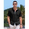 imageJMIERR Mens Linen Shirts Short Sleeve Summer Button Down Casual Beach Hawaiian Shirt with PocketBlack