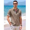 imageJMIERR Mens Linen Shirts Short Sleeve Summer Button Down Casual Beach Hawaiian Shirt with PocketBrown