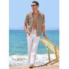 imageJMIERR Mens Linen Shirts Short Sleeve Summer Button Down Casual Beach Hawaiian Shirt with PocketBrown