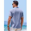 imageJMIERR Mens Linen Shirts Short Sleeve Summer Button Down Casual Beach Hawaiian Shirt with PocketDenim Blue