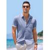 imageJMIERR Mens Linen Shirts Short Sleeve Summer Button Down Casual Beach Hawaiian Shirt with PocketDenim Blue