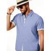 imageJMIERR Mens Linen Shirts Short Sleeve Summer Button Down Casual Beach Hawaiian Shirt with PocketDenim Blue