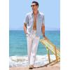 imageJMIERR Mens Linen Shirts Short Sleeve Summer Button Down Casual Beach Hawaiian Shirt with PocketLight Blue