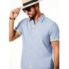 imageJMIERR Mens Linen Shirts Short Sleeve Summer Button Down Casual Beach Hawaiian Shirt with PocketLight Blue