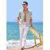 imageJMIERR Mens Linen Shirts Short Sleeve Summer Button Down Casual Beach Hawaiian Shirt with PocketLight Green