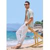 imageJMIERR Mens Linen Shirts Short Sleeve Summer Button Down Casual Beach Hawaiian Shirt with PocketLight Green