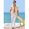 imageJMIERR Mens Linen Shirts Short Sleeve Summer Button Down Casual Beach Hawaiian Shirt with PocketLight Khaki