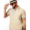 imageJMIERR Mens Linen Shirts Short Sleeve Summer Button Down Casual Beach Hawaiian Shirt with PocketLight Khaki