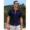 imageJMIERR Mens Linen Shirts Short Sleeve Summer Button Down Casual Beach Hawaiian Shirt with PocketNavy Blue