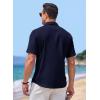 imageJMIERR Mens Linen Shirts Short Sleeve Summer Button Down Casual Beach Hawaiian Shirt with PocketNavy Blue