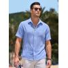 imageJMIERR Mens Linen Shirts Short Sleeve Summer Button Down Casual Beach Hawaiian Shirt with PocketSky Blue