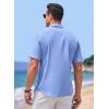 imageJMIERR Mens Linen Shirts Short Sleeve Summer Button Down Casual Beach Hawaiian Shirt with PocketSky Blue